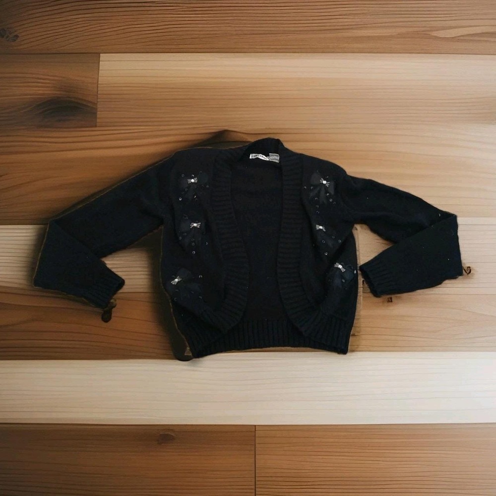 Cristina Women's Cardigan Embellished ‎ Bows Sweater Size Small/ Medium Vintage